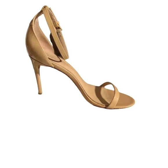- Rachel Zoe  Beige Patent Leather Stiletto Sandals Size 8 Open Toe Ankle strap - Picture 4 of 10
